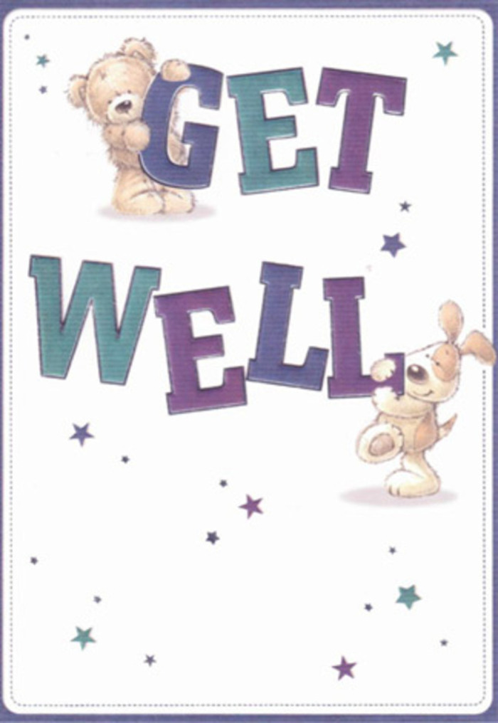 A loving scene unfolds in this get well card, where a friendly bear and an eager puppy come together in a display of heartfelt encouragement. Around them, playful starbursts seem to scatter like well-wishes on the breezes over Dollis Hill, adding sparks of optimism across a calming, creamy backdrop. The typography is bold and jubilant, shaded in hues of deep purple and cooling aqua that lend the composition a gentle joy. The bear's fluffy fur and the puppy's velvety ears are rendered with such care, you almost imagine reaching out to stroke them-echoing the comforting presence of a thoughtfully arranged bouquet from Dollis Hill Florist. Every brushstroke contributes to an atmosphere of kindness and reassurance, conjuring that sense of being cared for that's so important in times of recovery. Sending this card alongside a fresh bouquet delivers not just a message, but a tangible wave of compassion and hope-perfect for friends and loved ones throughout the Dollis Hill community who could use a gentle reminder that brighter days are ahead.