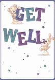 Radiating playful optimism, this illustrated get well card brings instant warmth with its endearing characters-a plush teddy bear and a cheerful puppy-each animatedly supporting vibrantly colored 'GET WELL' lettering in rich indigos and teals. The soft cream background lets these lively hues pop, while a smattering of tiny stars in blues and violets twinkle across the scene, much like the gentle lights of Dollis Hill at dusk. The bear's and puppy's soft, expressive features seem to offer a virtual embrace, their textures so sumptuously drawn you can almost feel their comforting touch. Every detail, from the bold curvature of the letters to the hopeful glimmer of scattered stars, evokes the same soothing intention that guides our floral arrangements at Dollis Hill Florist. This is more than just a card; it's an emotional salve-perfect for sending heartfelt comfort and encouragement to anyone in recovery throughout our local Dollis Hill area, offering reassurance that brighter days are lovingly within reach.